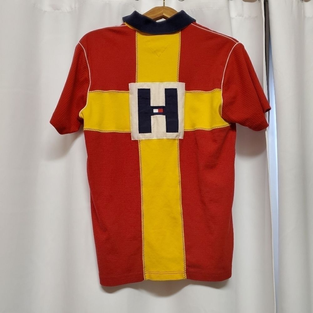 Vintage 90s‎ y2k Big H Tommy Hilfiger Colorblock Bold Polo Shirt Men's Medium